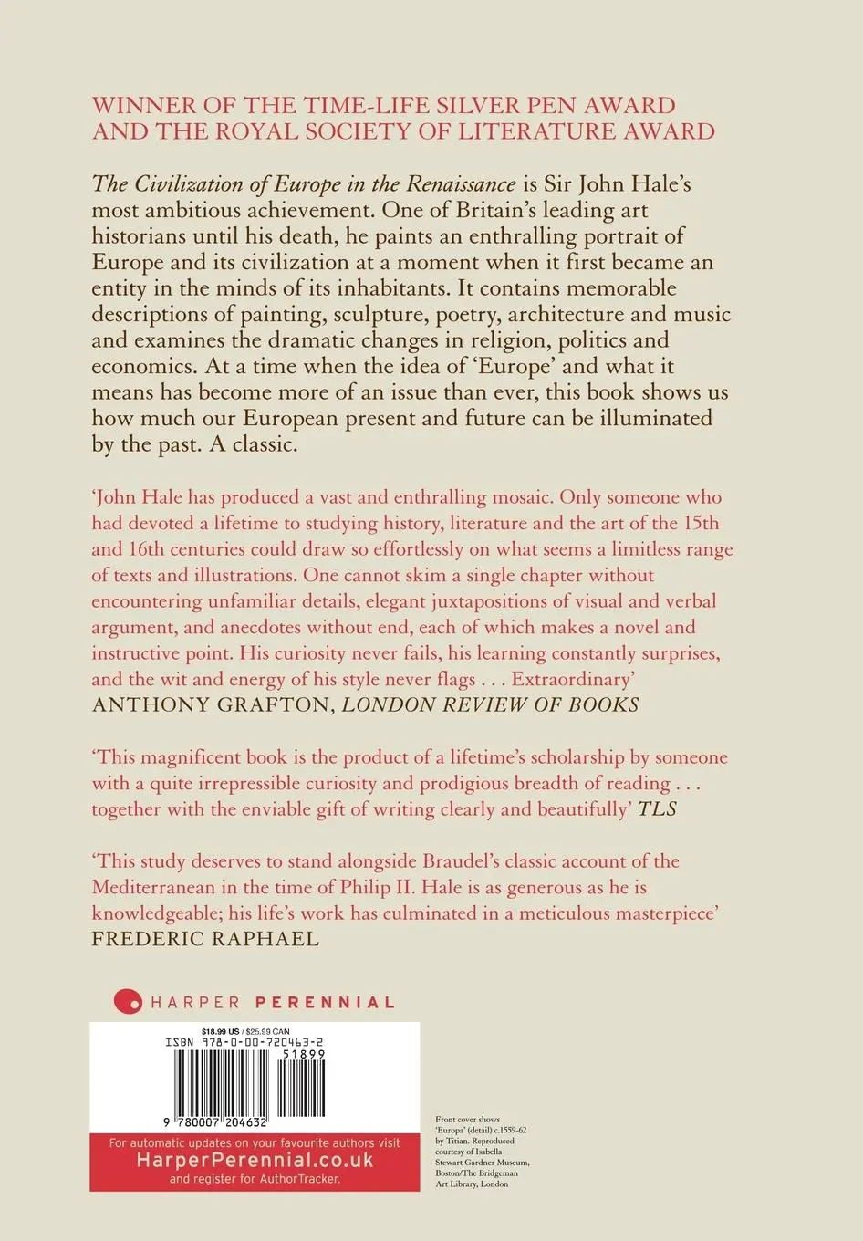 Rückseite: 9780007204632 | The Civilization of Europe in the Renaissance | John Hale | Buch