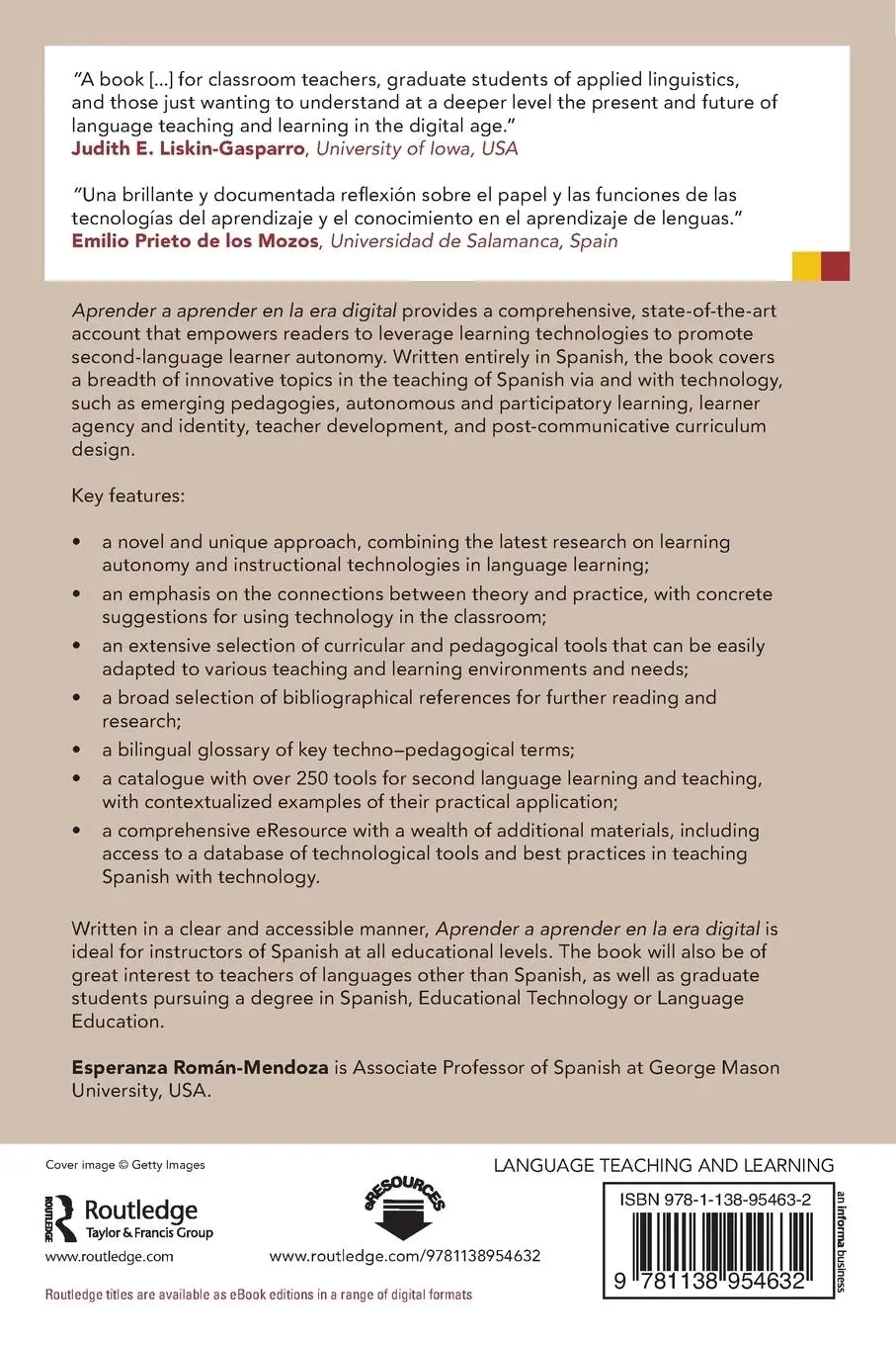 Rückseite: 9781138954632 | Aprender a aprender en la era digital | Esperanza Román-Mendoza | Buch