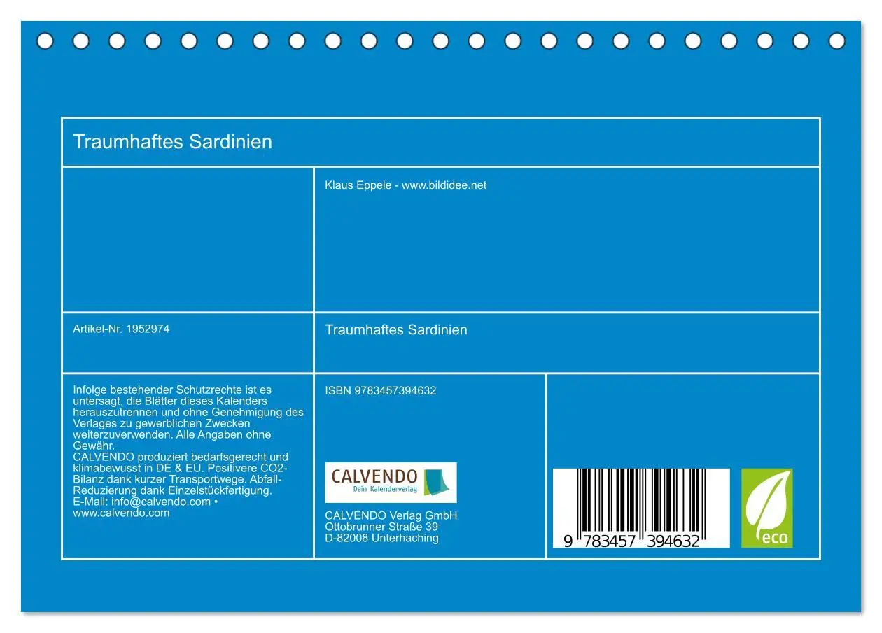 Bild: 9783457394632 | Traumhaftes Sardinien (Tischkalender 2026 DIN A5 quer), CALVENDO...