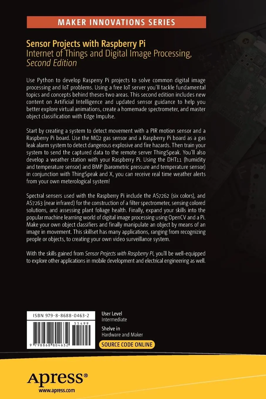 Rückseite: 9798868804632 | Sensor Projects with Raspberry Pi | Guillermo Guillen | Taschenbuch