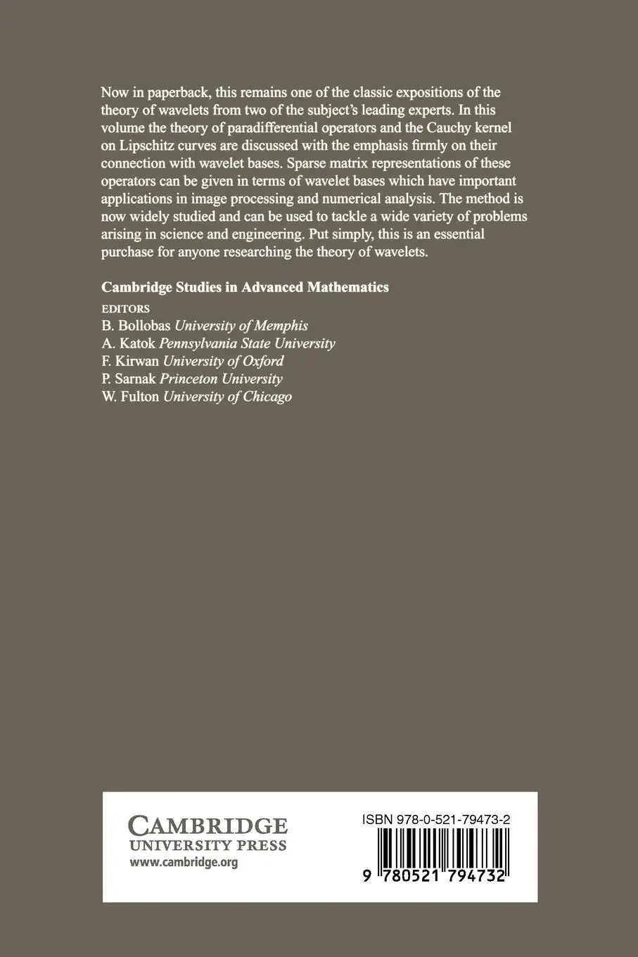 Rückseite: 9780521794732 | Wavelets | Calderon-Zygmund and Multilinear Operators | Meyer (u. a.)