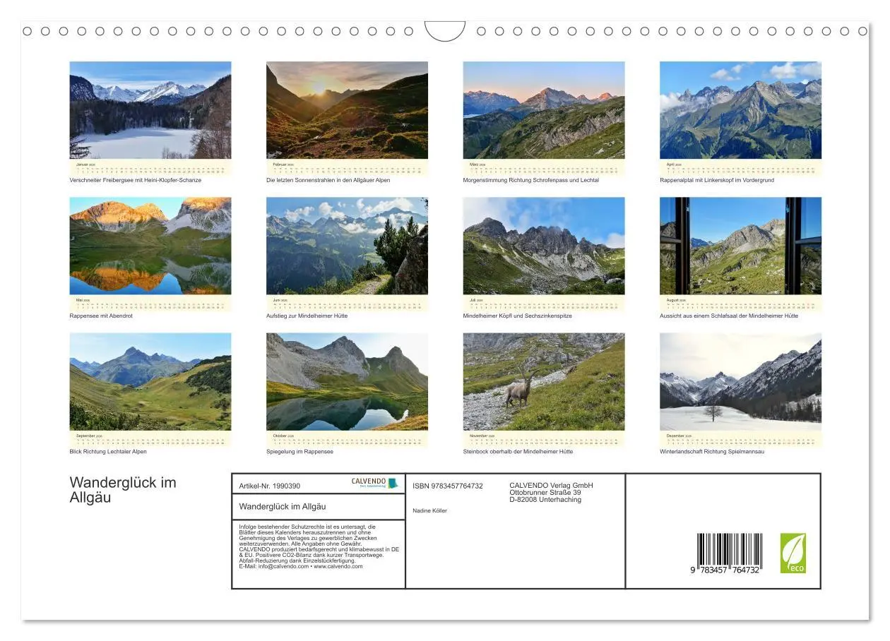 Bild: 9783457764732 | Wanderglück im Allgäu (Wandkalender 2026 DIN A3 quer), CALVENDO...