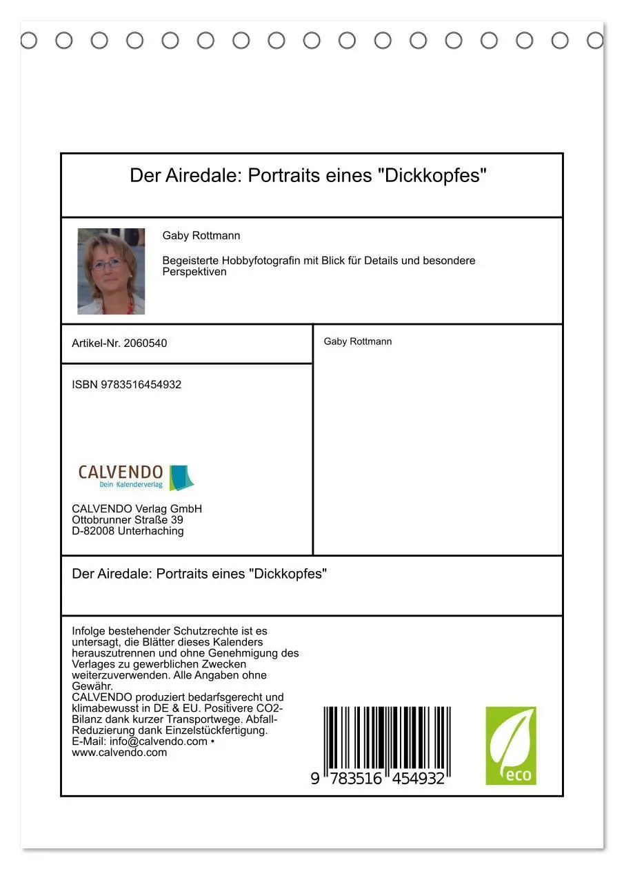 Bild: 9783516454932 | Der Airedale: Portraits eines "Dickkopfes" (Tischkalender 2026 DIN...