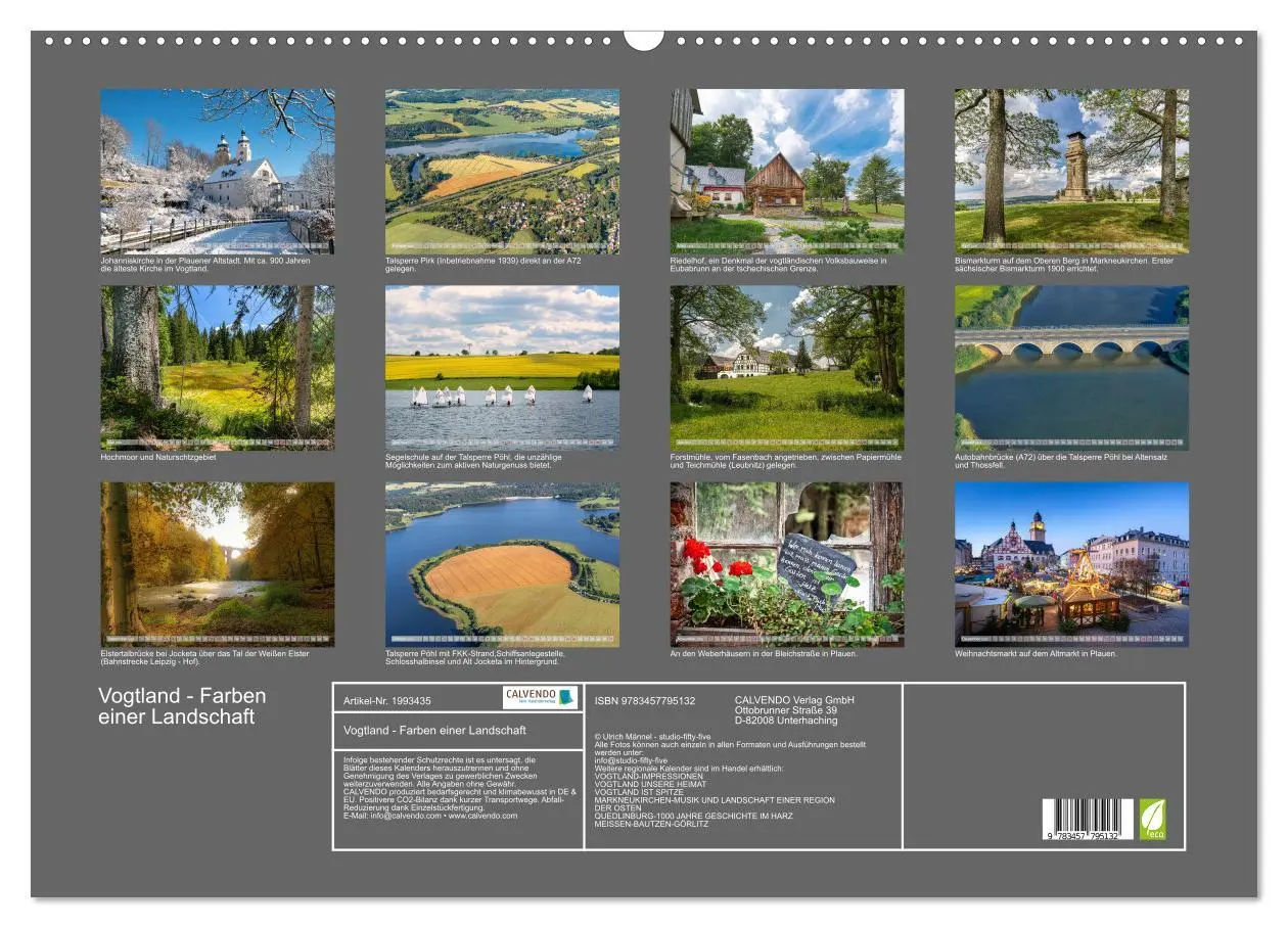 Bild: 9783457795132 | Vogtland - Farben einer Landschaft (Wandkalender 2026 DIN A2 quer),...