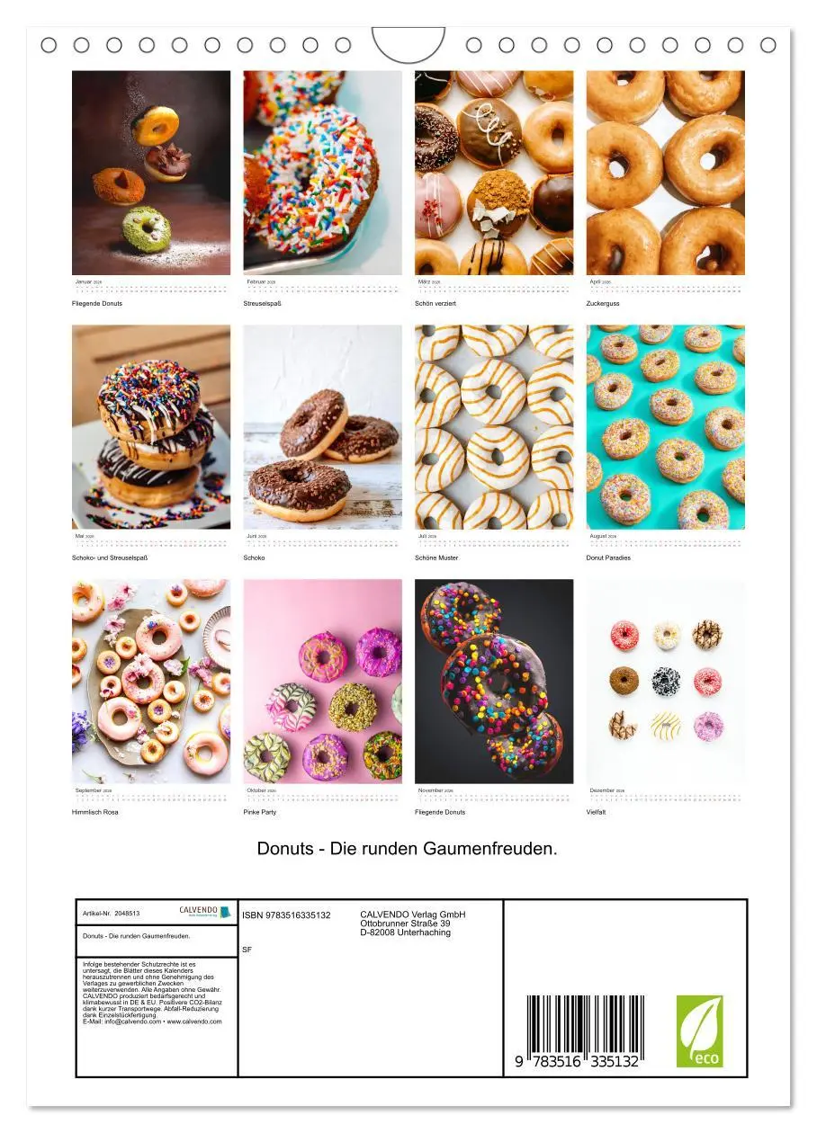 Bild: 9783516335132 | Donuts - Die runden Gaumenfreuden. (Wandkalender 2026 DIN A4 hoch),...