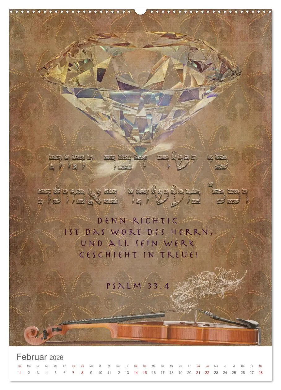 Bild: 9783516405132 | Psalmen Tehilim Hebräisch - Deutsch (Wandkalender 2026 DIN A2...