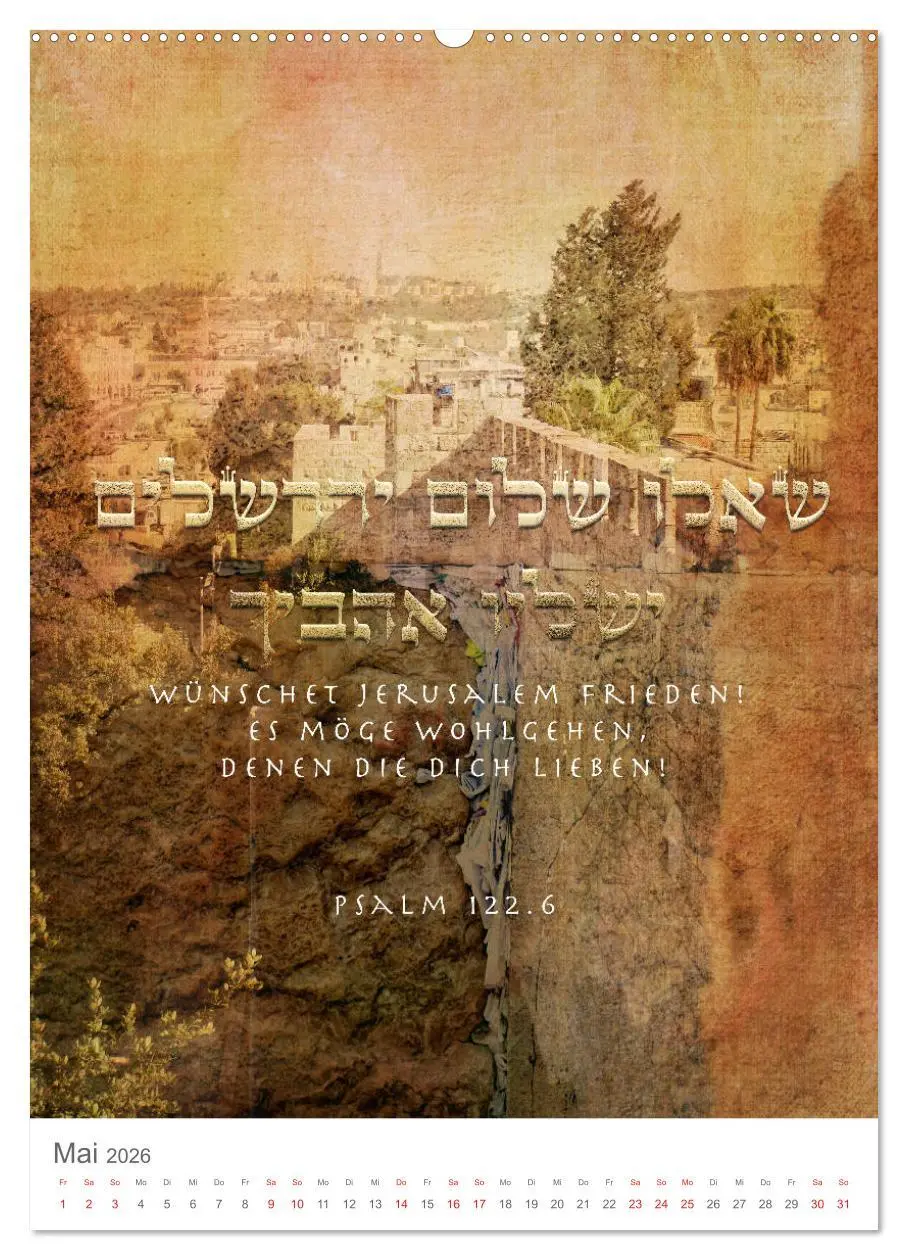 Bild: 9783516405132 | Psalmen Tehilim Hebräisch - Deutsch (Wandkalender 2026 DIN A2...