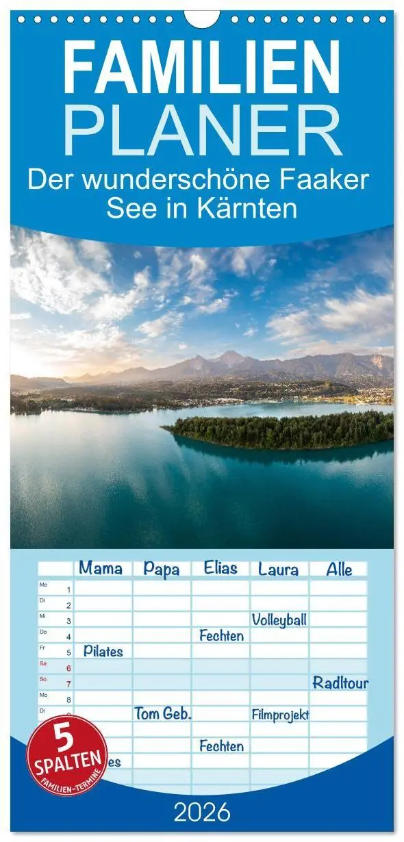 Cover: 9783516715132 | Familienplaner 2026 - Der wunderschöne Faaker See in Kärnten mit 5...