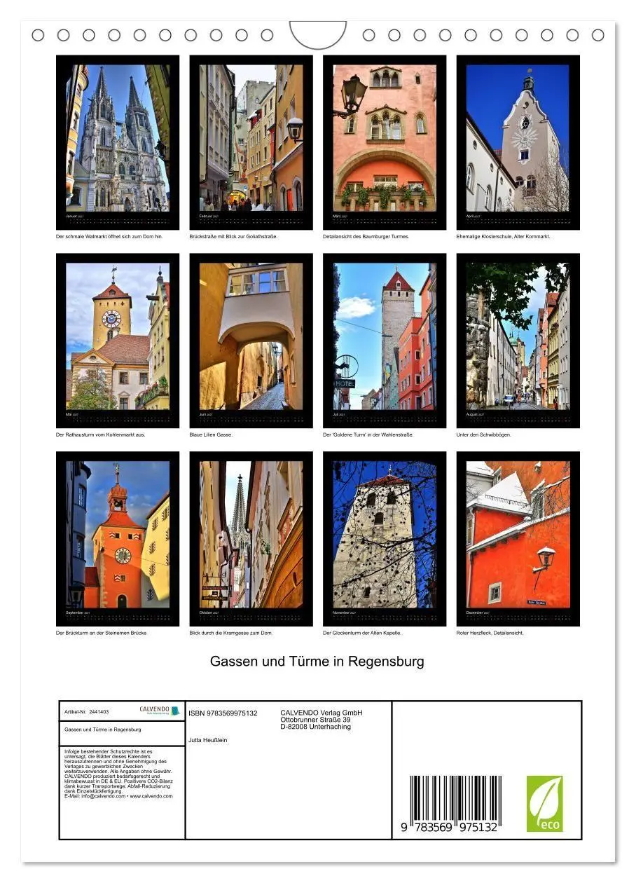 Bild: 9783569975132 | Gassen und Türme in Regensburg (Wandkalender 2027 DIN A4 hoch),...