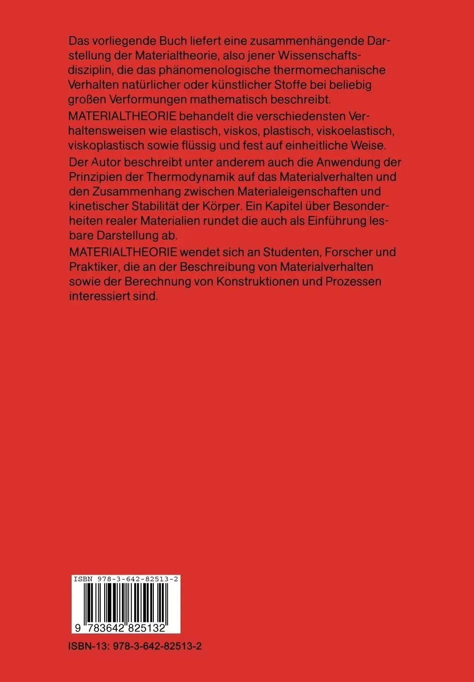 Rückseite: 9783642825132 | Materialtheorie | A. Krawietz | Taschenbuch | xiv | Deutsch | 2011