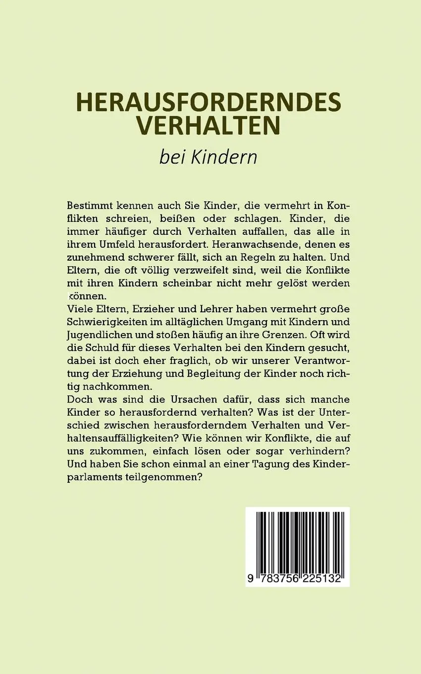 Rückseite: 9783756225132 | Herausforderndes Verhalten bei Kindern erkennen und sicher vermeiden