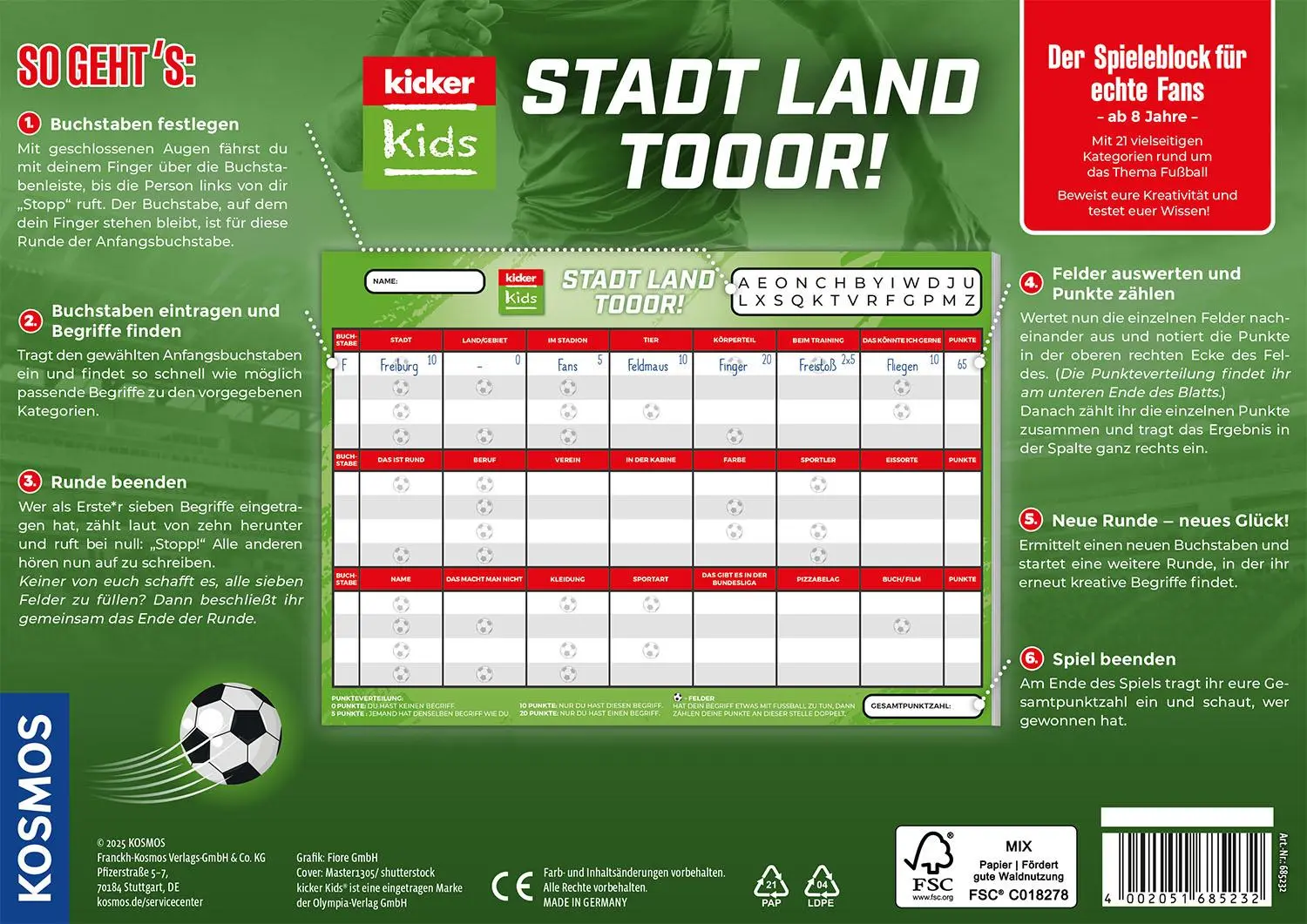 Bild: 4002051685232 | Kicker Kids: Stadt - Land - Tor! | Spiel | Spiel | Geblockt | 685232