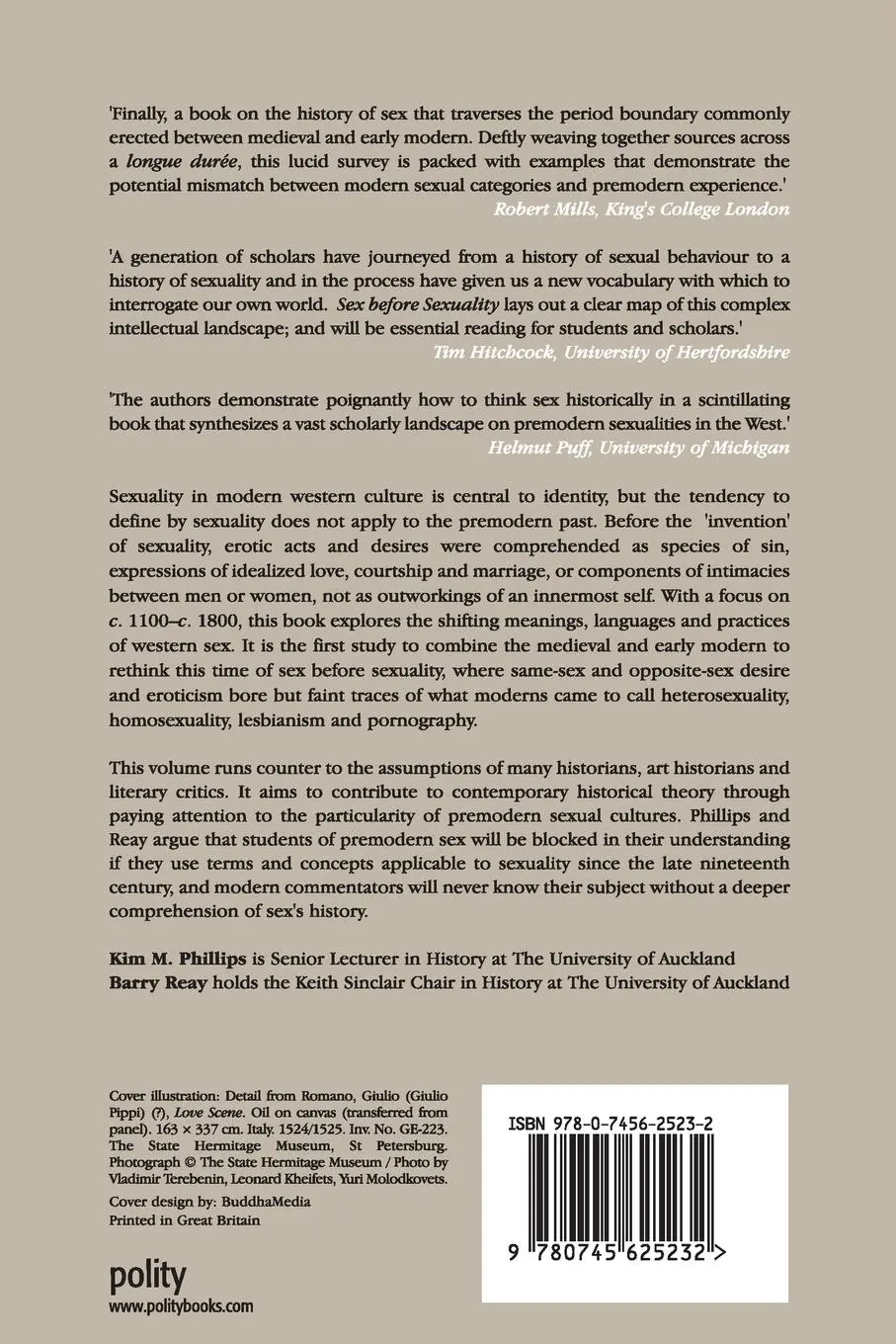 Rückseite: 9780745625232 | Sex Before Sexuality | A Premodern History | Kim M Phillips (u. a.)