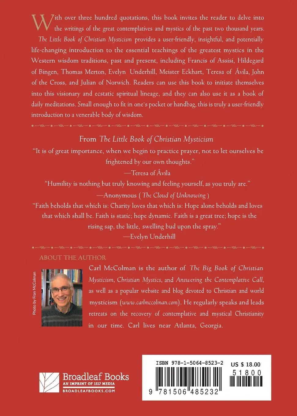 Rückseite: 9781506485232 | The Little Book of Christian Mysticism | Carl Mccolman | Taschenbuch