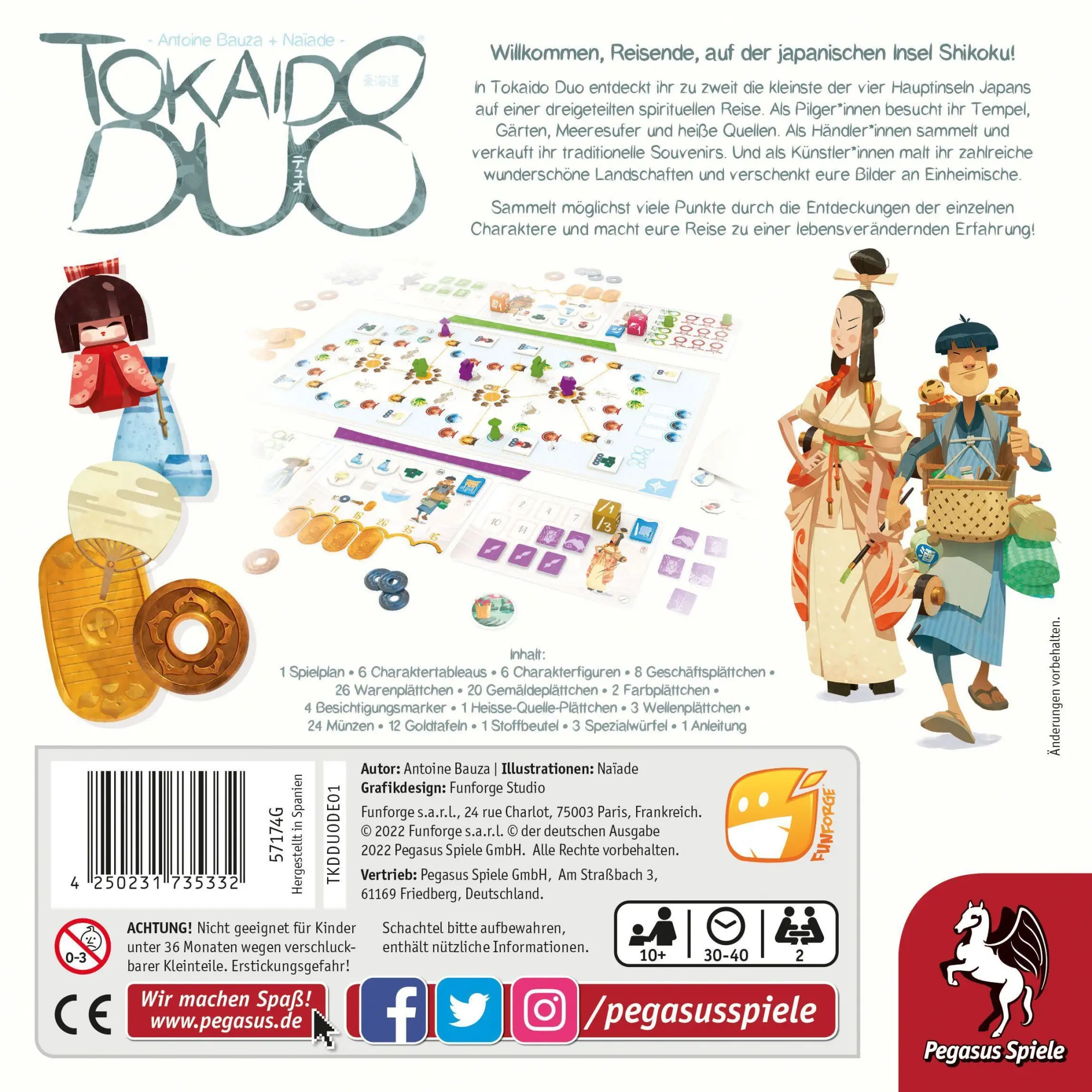 Bild: 4250231735332 | Tokaido Duo | Pegasus Spiele | Antoine Bauza | Spiel | Brettspiel