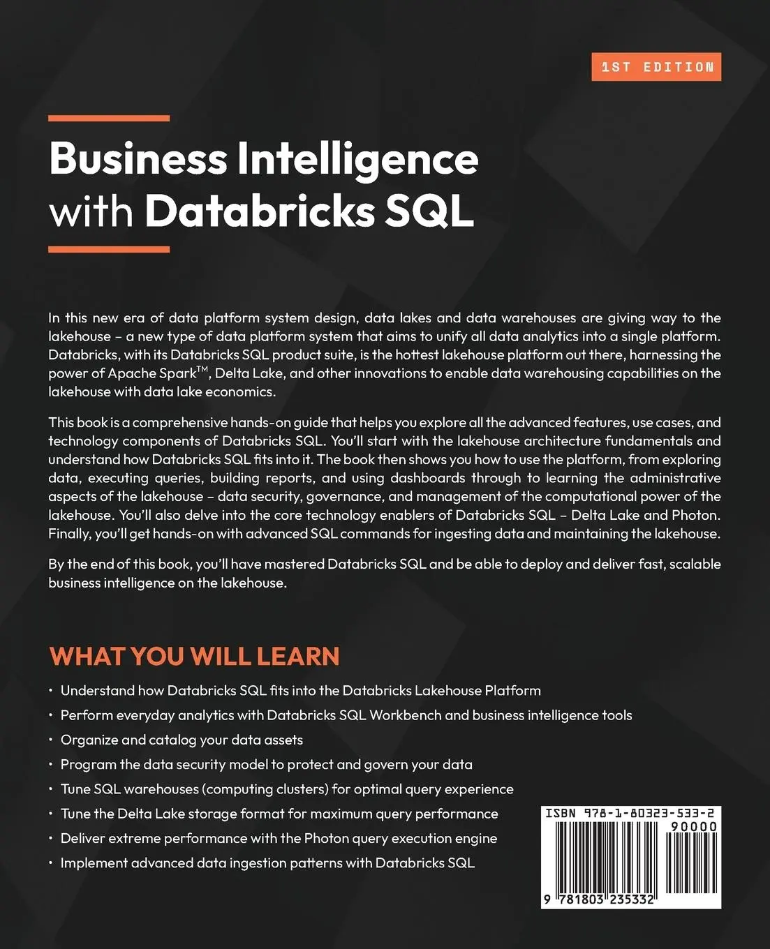Rückseite: 9781803235332 | Business Intelligence with Databricks SQL | Vihag Gupta | Taschenbuch