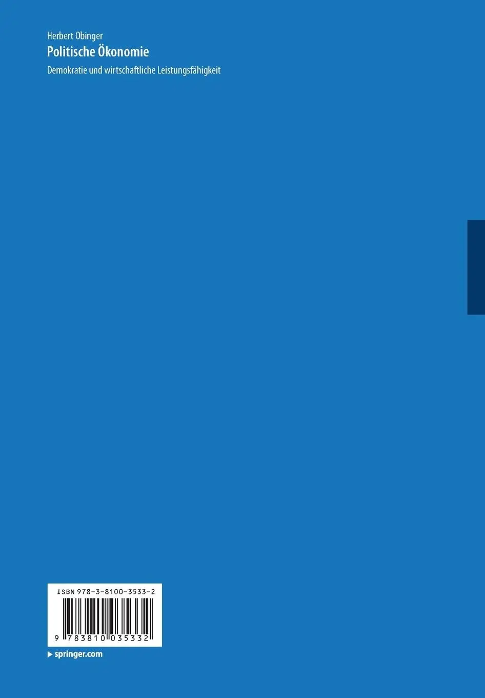 Rückseite: 9783810035332 | Politische Ökonomie | Herbert Obinger (u. a.) | Taschenbuch | iv