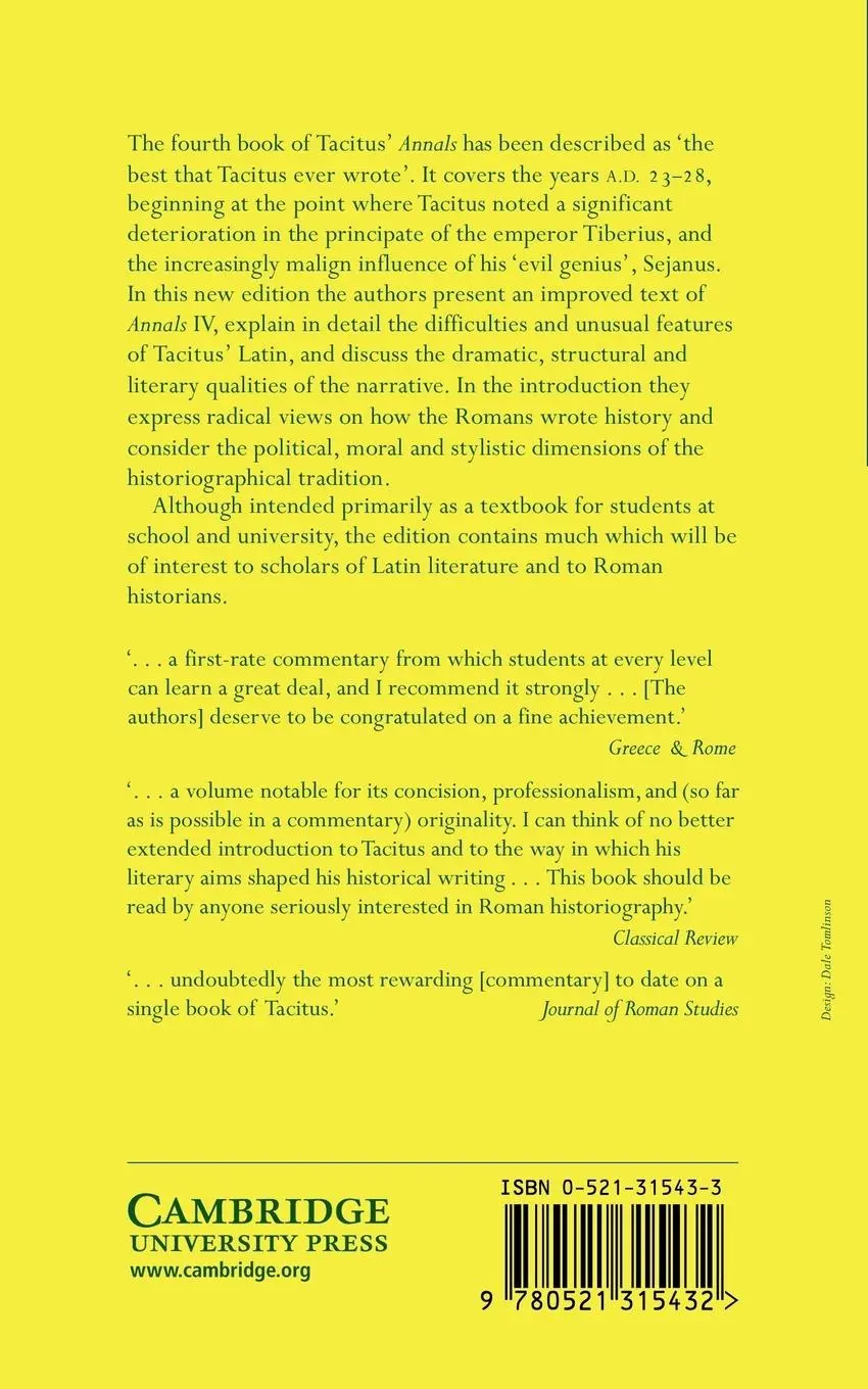 Rückseite: 9780521315432 | Tacitus | Annals Book IV | R. Martin (u. a.) | Taschenbuch | Englisch