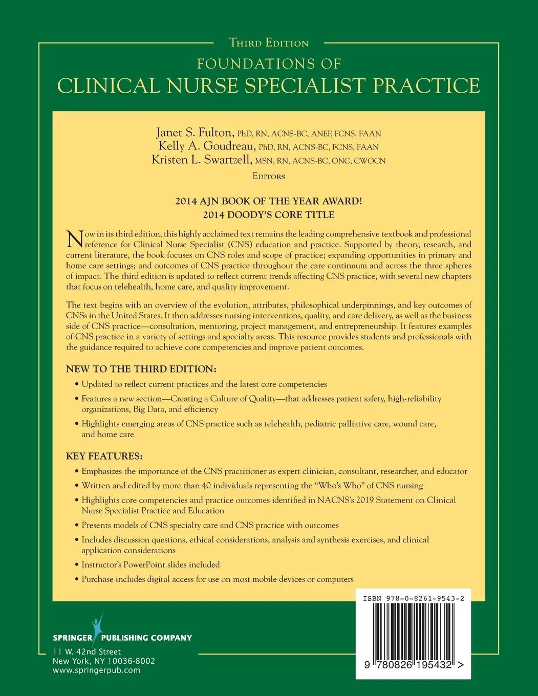 Rückseite: 9780826195432 | Foundations of Clinical Nurse Specialist Practice | Fulton (u. a.)
