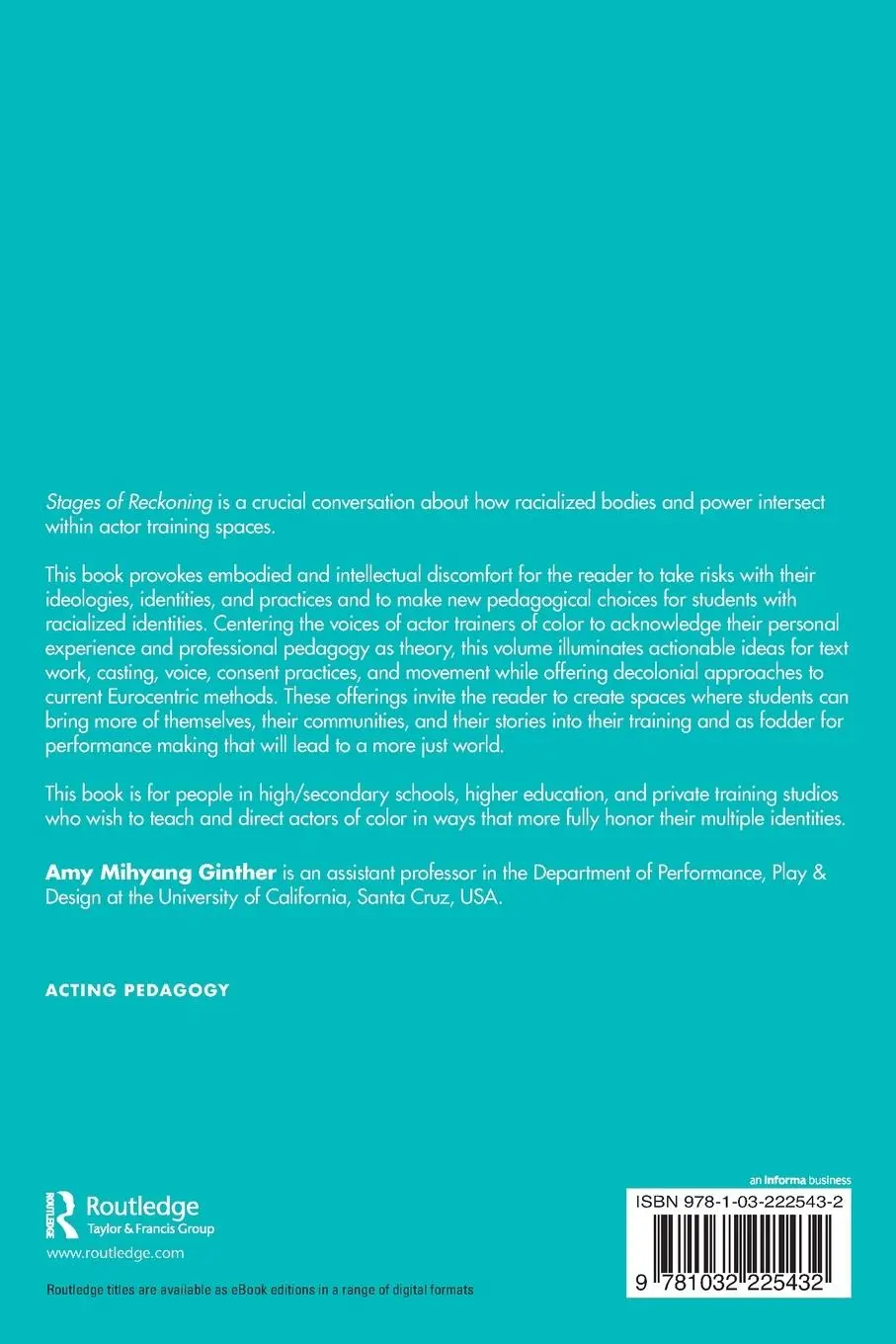 Rückseite: 9781032225432 | Stages of Reckoning | Antiracist and Decolonial Actor Training | Buch