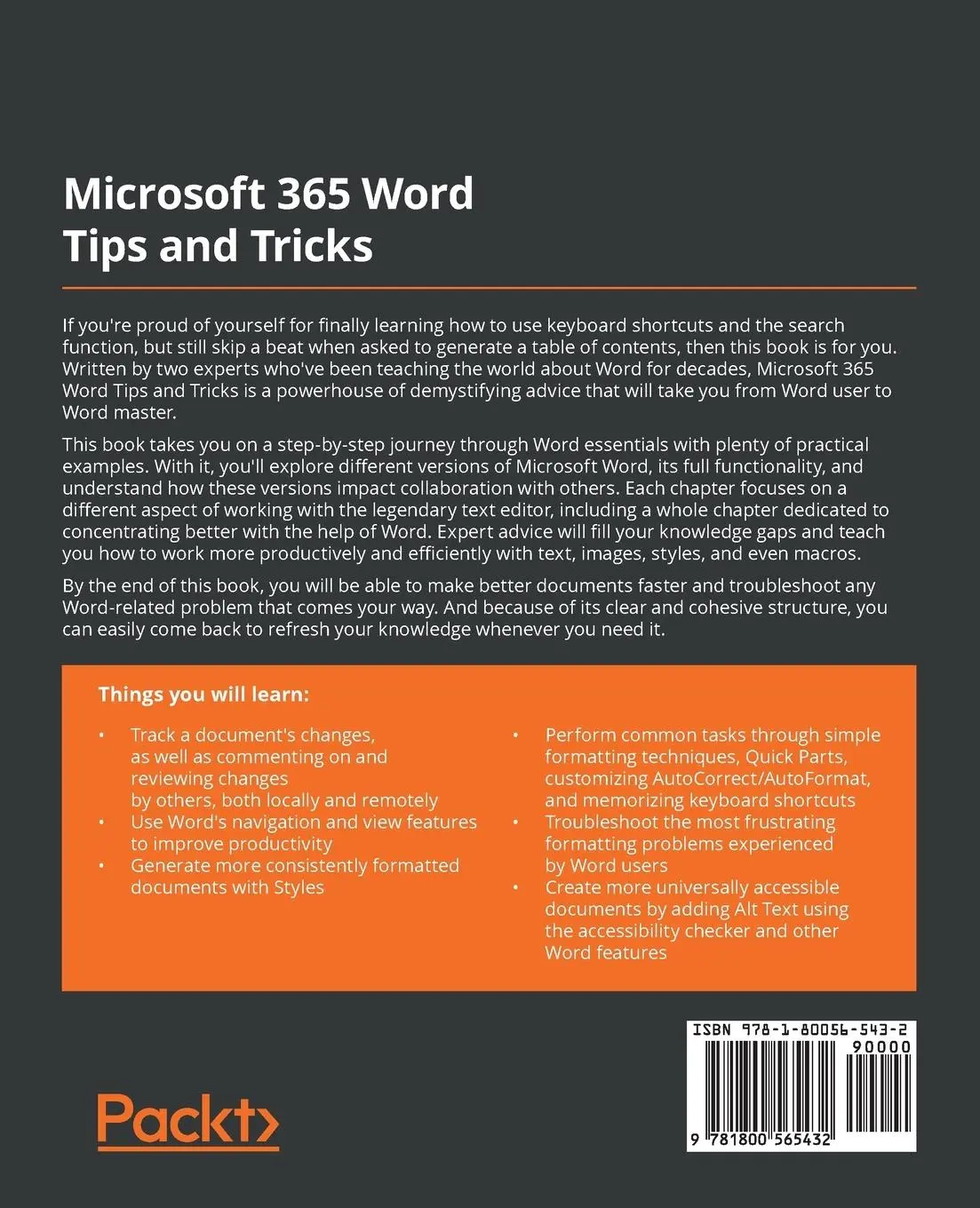 Rückseite: 9781800565432 | Microsoft 365 Word Tips and Tricks | Heather Ackmann (u. a.) | Buch