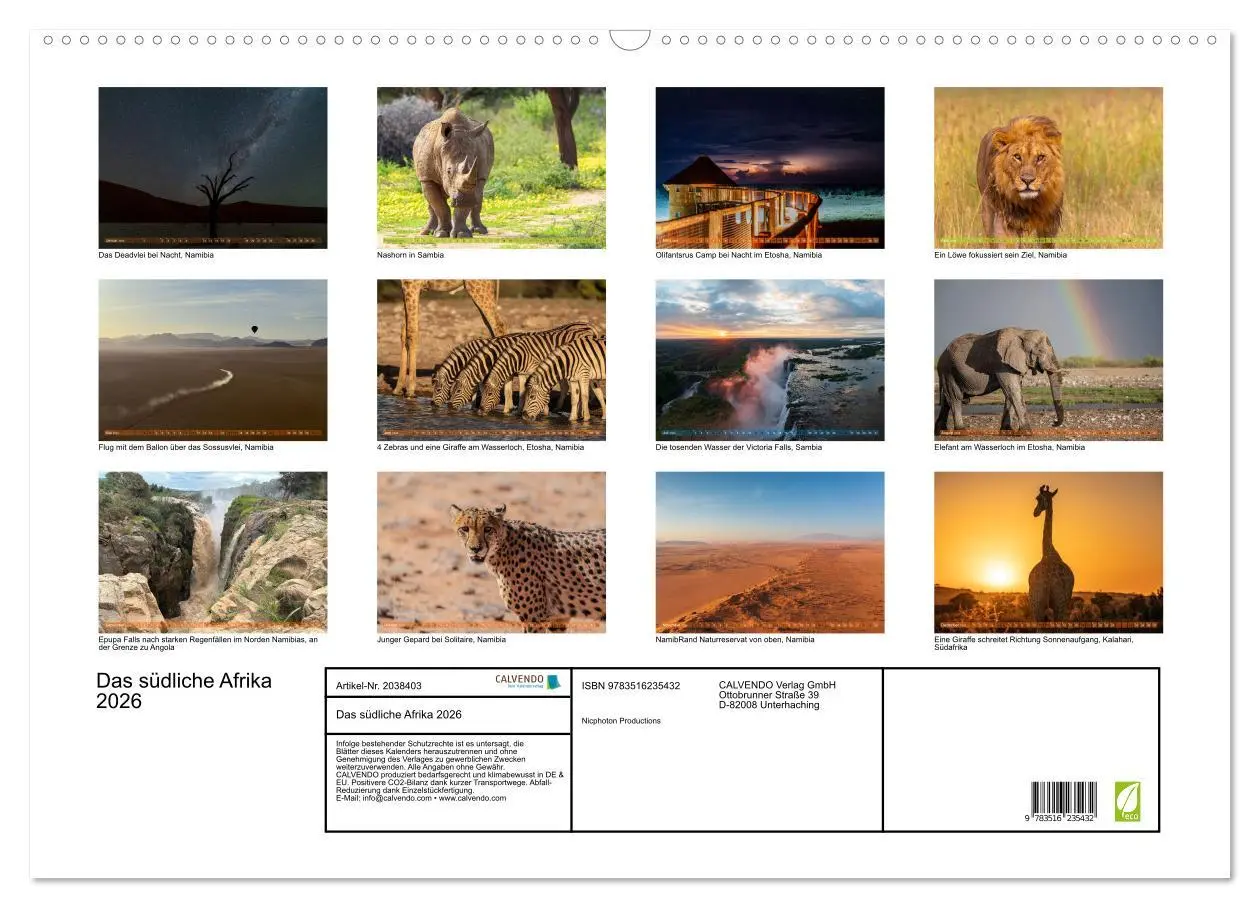 Bild: 9783516235432 | Das südliche Afrika 2026 (Wandkalender 2026 DIN A2 quer), CALVENDO...