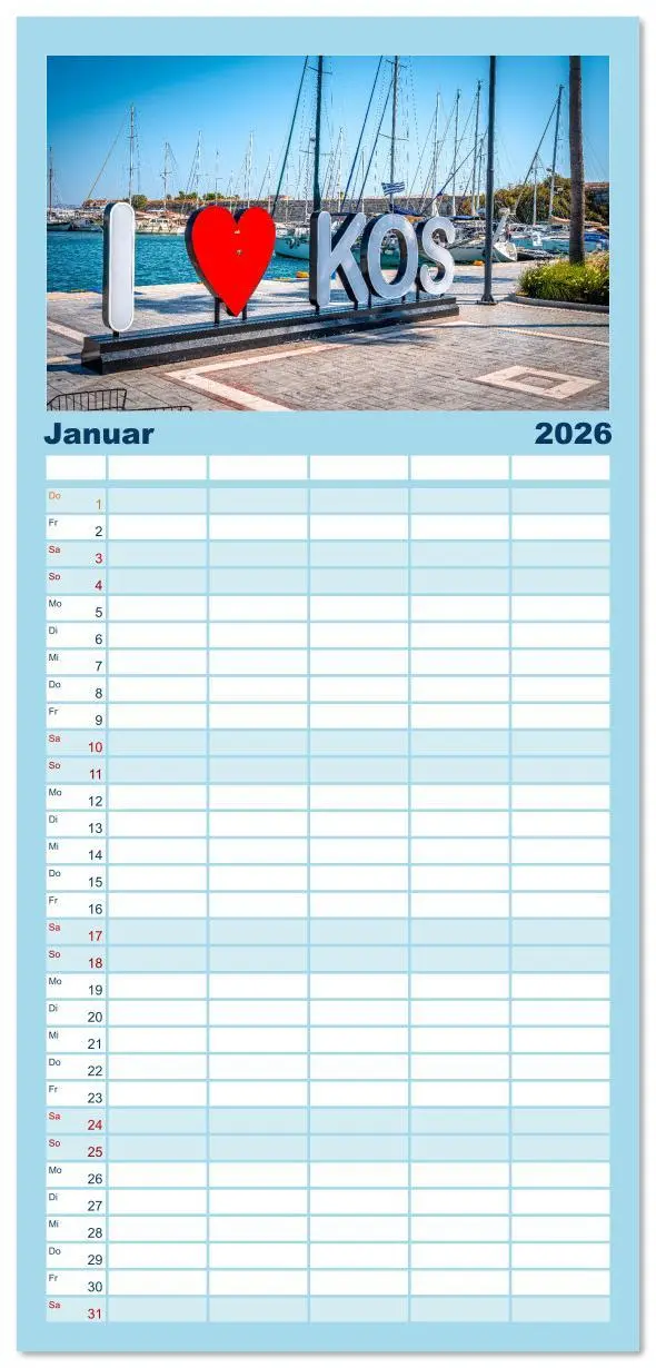 Bild: 9783516615432 | Familienplaner 2026 - Insel Kos in Griechenland mit 5 Spalten...