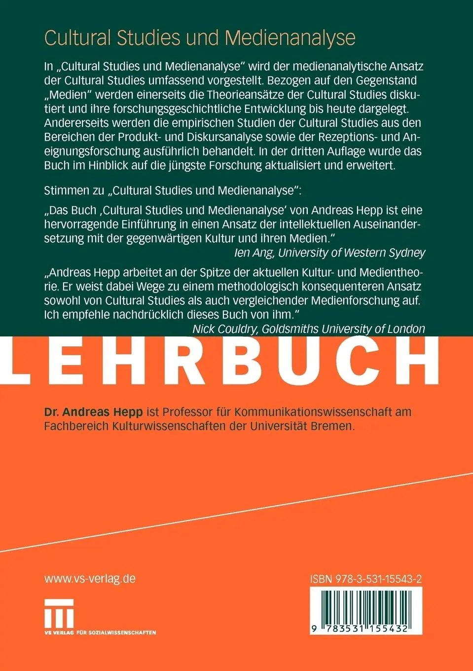 Rückseite: 9783531155432 | Cultural Studies und Medienanalyse | Eine Einführung | Andreas Hepp
