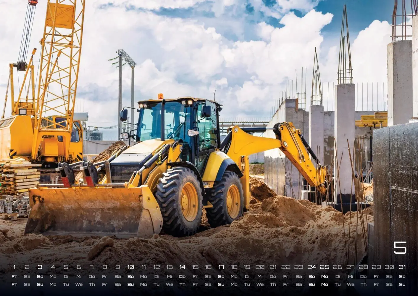 Bild: 9783986735432 | Baumaschinen - gigantische Bauhelfer - 2026 - Kalender DIN A2 | 15 S.