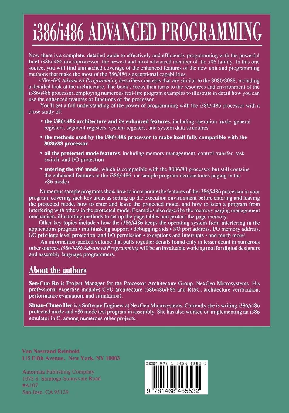 Rückseite: 9781468465532 | i386/i486 Advanced Programming | Sen-Cuo Ro | Taschenbuch | xii | 2012