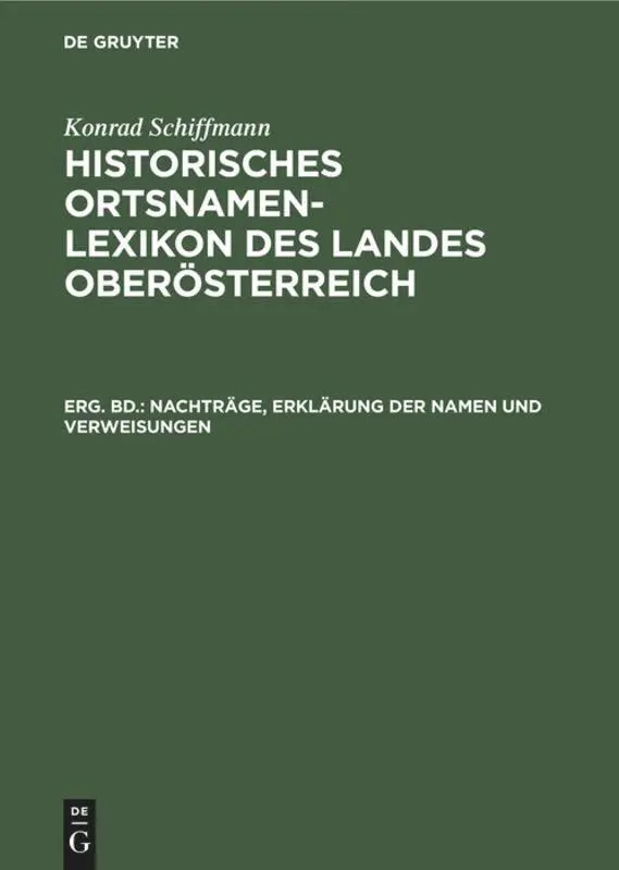 Cover: 9783486775532 | Nachträge, Erklärung der Namen und Verweisungen | Konrad Schiffmann