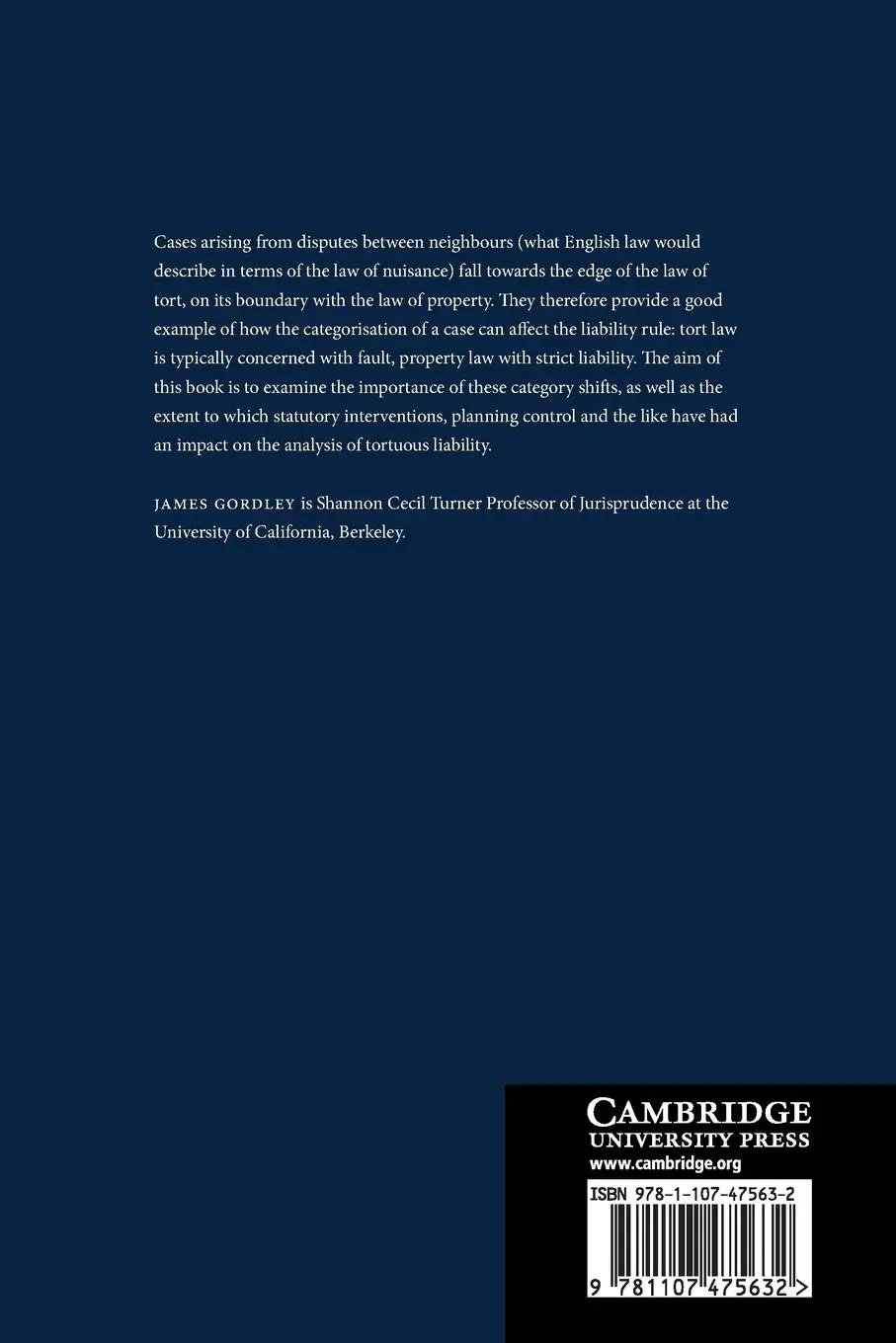 Rückseite: 9781107475632 | The Development of Liability Between Neighbours | James Gordley | Buch