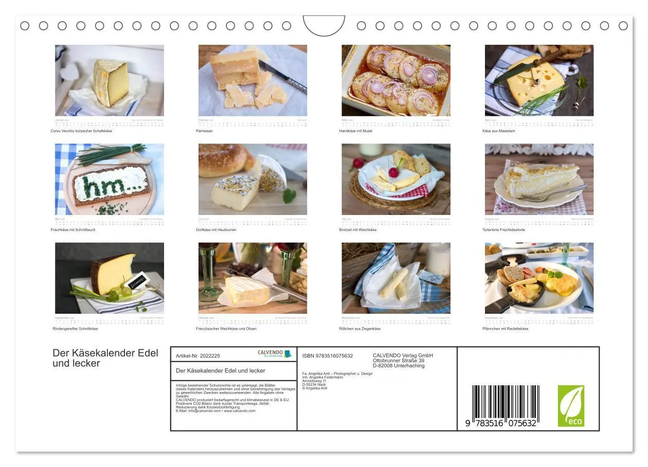 Bild: 9783516075632 | Der Käsekalender Edel und lecker (Wandkalender 2026 DIN A4 quer),...