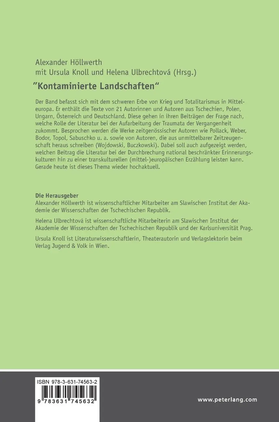Rückseite: 9783631745632 | "Kontaminierte Landschaften" | Alexander Höllwerth | Buch | Gebunden