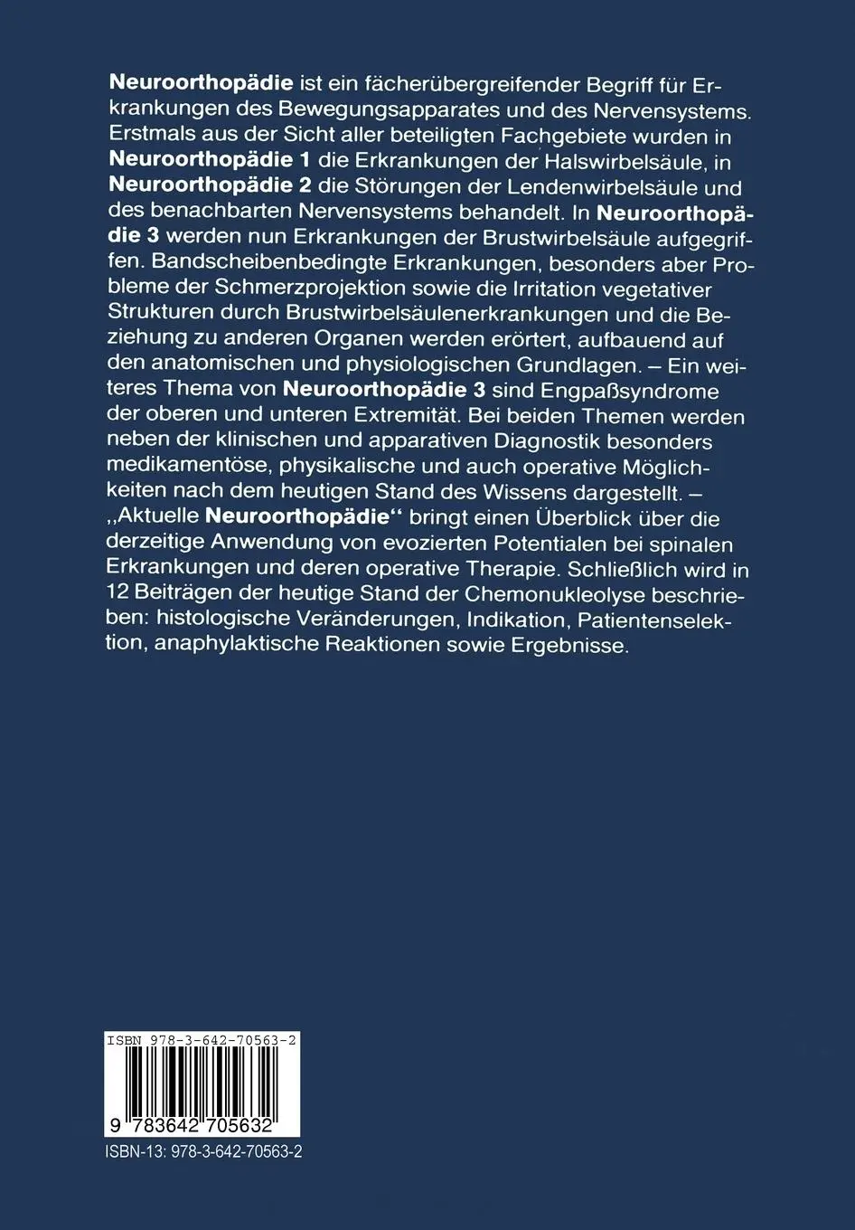 Rückseite: 9783642705632 | Brustwirbelsäulenerkrankungen Engpaßsyndrome, Chemonukleolyse,...