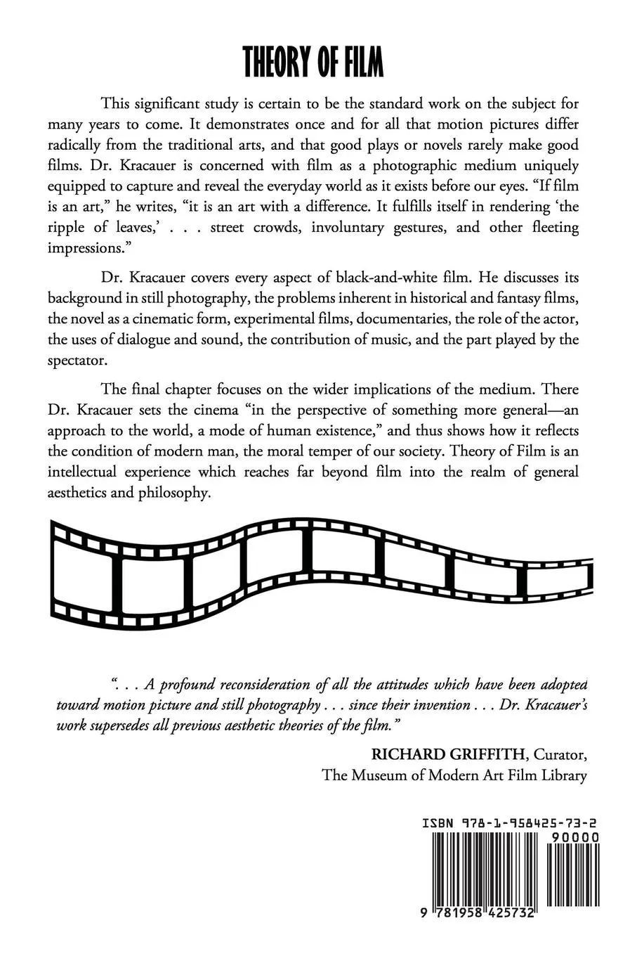 Rückseite: 9781958425732 | Theory of Film | The Redemption of Physical Reality | Kracauer | Buch