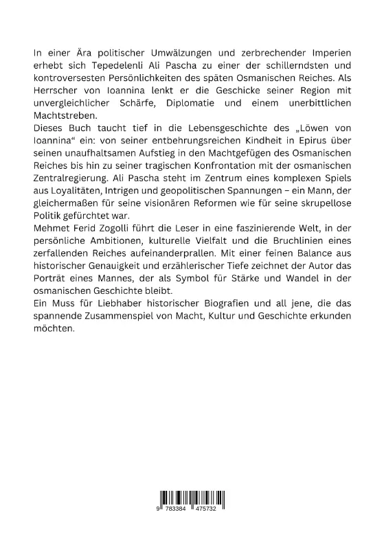 Rückseite: 9783384475732 | Tepedelenli Ali Pascha: Der Löwe von Ioannina | Mehmet Ferid Zogolli