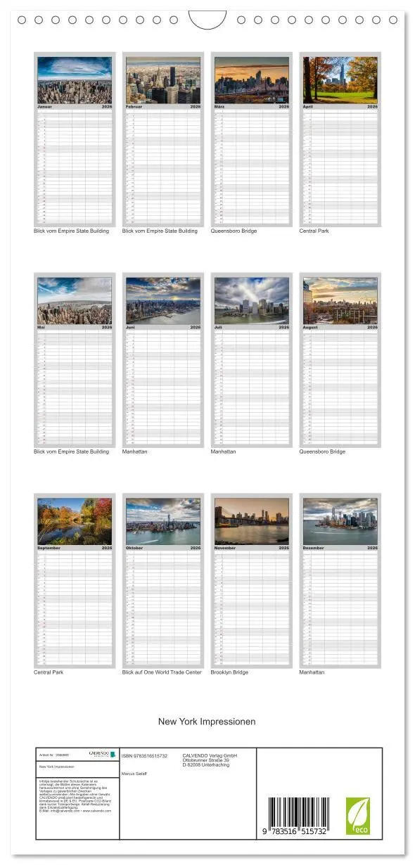Bild: 9783516515732 | Familienplaner 2026 - New York Impressionen mit 5 Spalten...