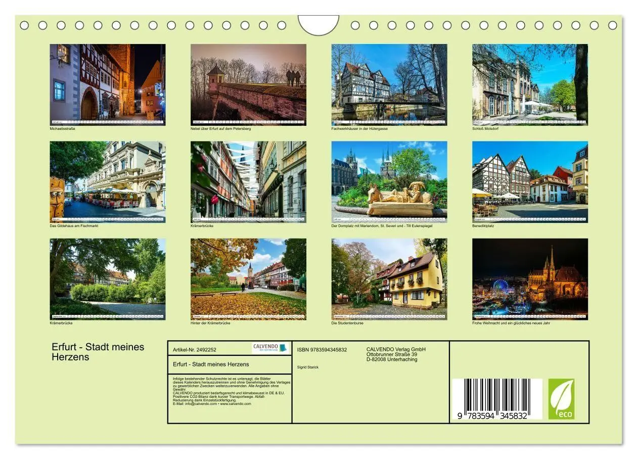 Bild: 9783594345832 | Erfurt - Stadt meines Herzens (Wandkalender 2027 DIN A4 quer),...