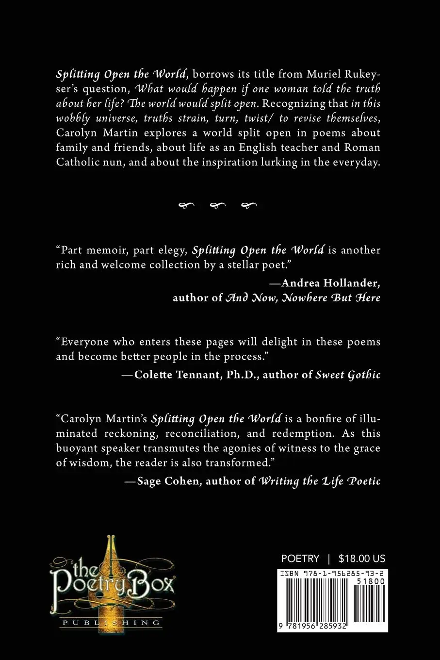 Rückseite: 9781956285932 | Splitting Open the World | Carolyn Martin | Taschenbuch | Englisch