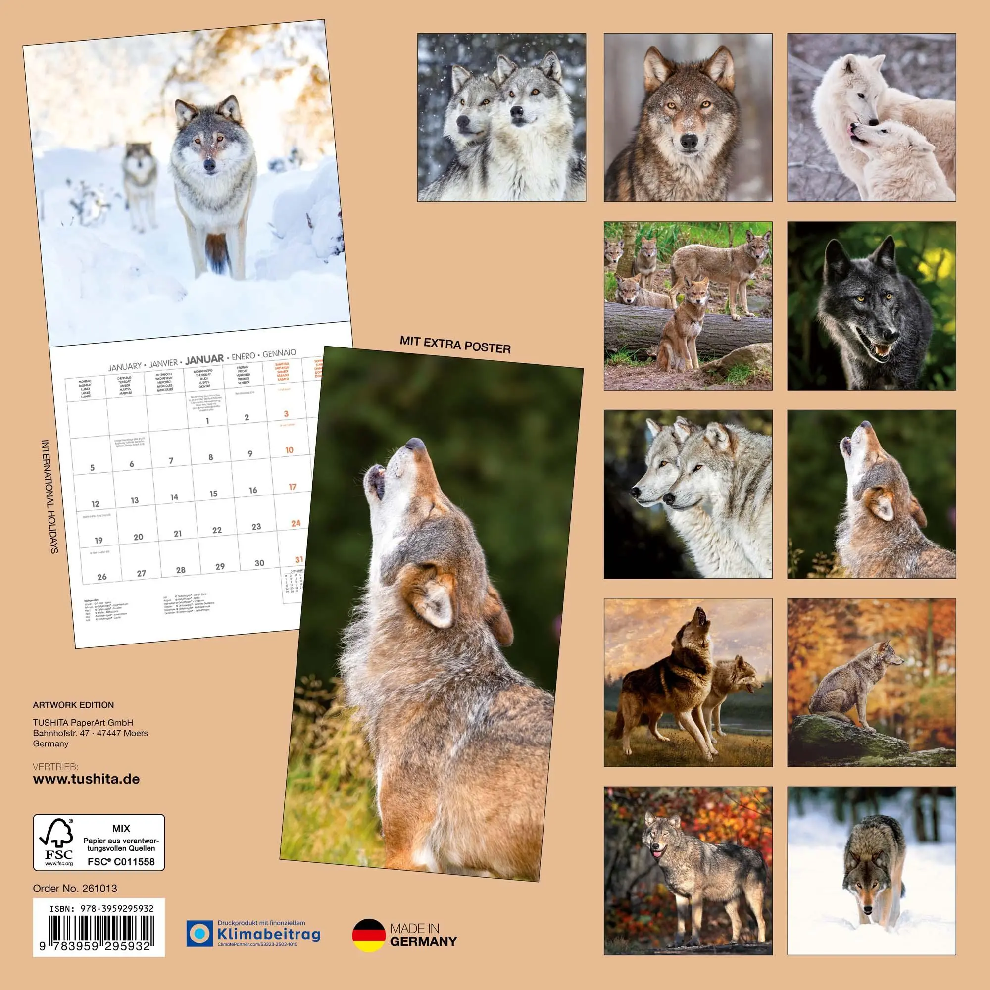 Rückseite: 9783959295932 | Wölfe/Wolves 2026 | Kalender 2026 | Kalender | Artwork Edition | 28 S.
