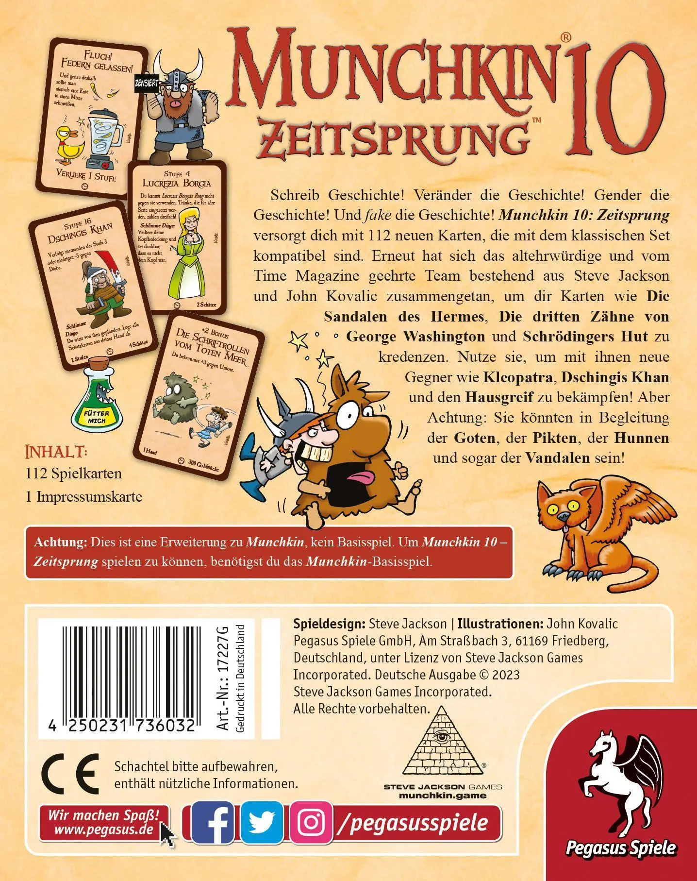 Bild: 4250231736032 | Munchkin 10: Zeitsprung [Erweiterung] | Steve Jackson | Spiel | 17227G