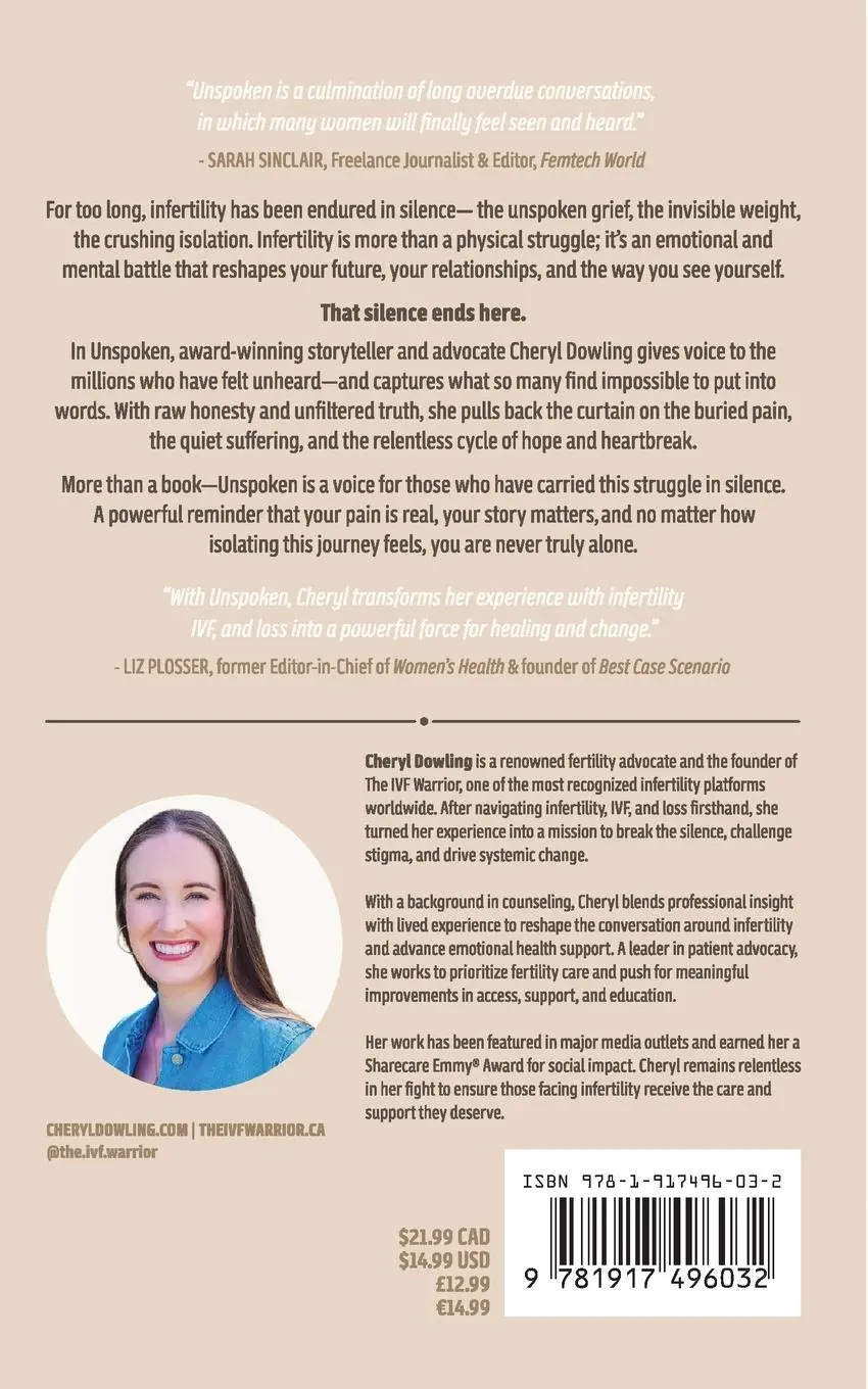 Rückseite: 9781917496032 | Unspoken | The Unbearable Weight of Infertility | Cheryl Dowling
