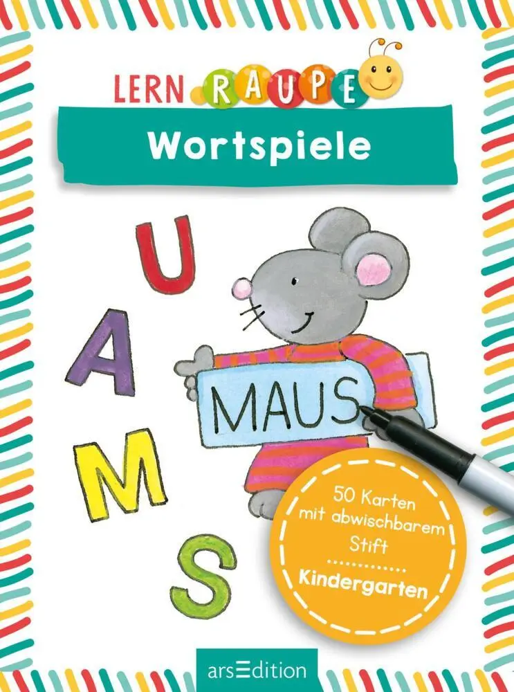 Bild: 9783845856032 | Lernraupe - Wortspiele | 50 Karten mit abwischbarem Stift | Wiesner