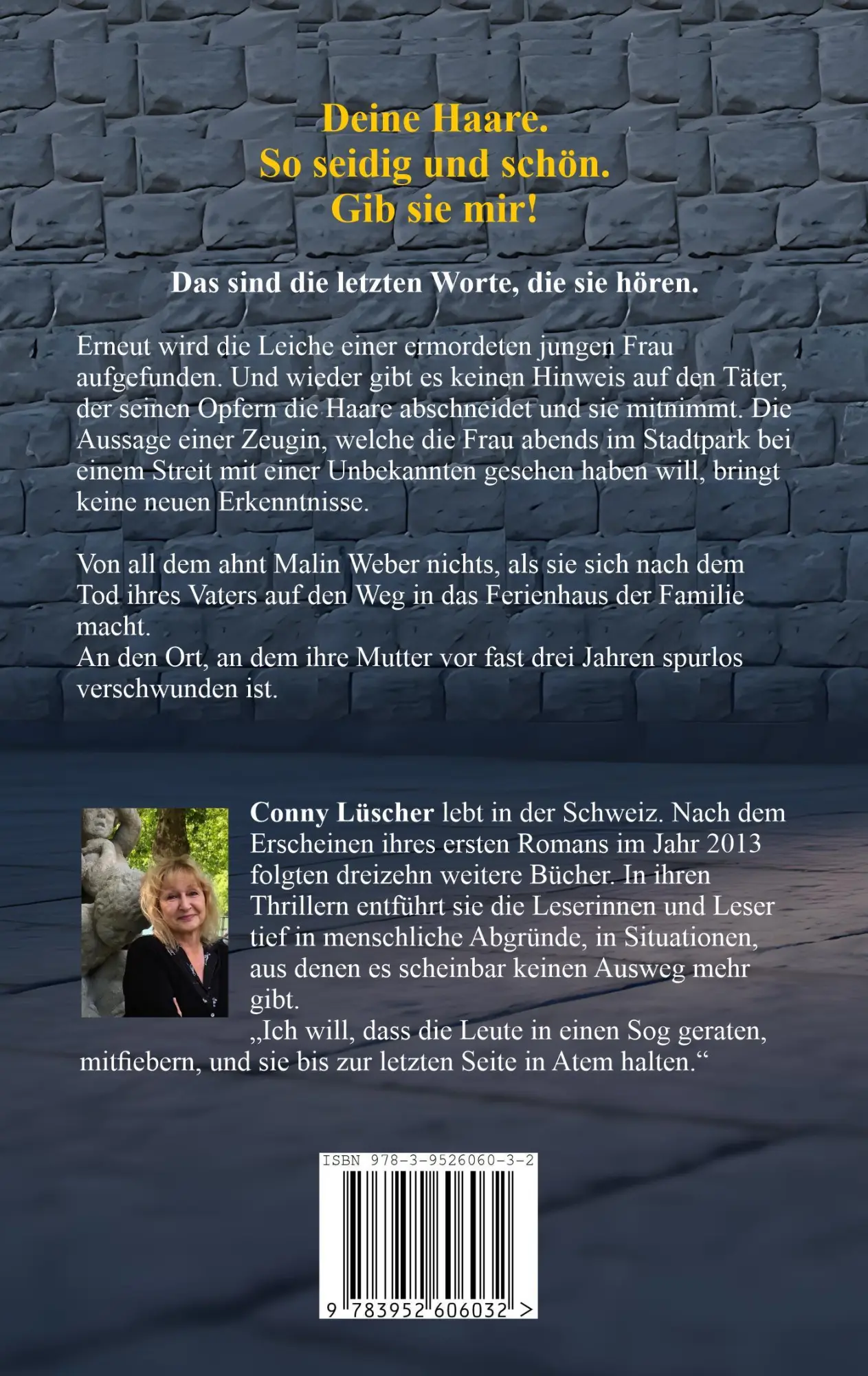 Rückseite: 9783952606032 | Totenstille Dunkelheit | Conny Lüscher | Taschenbuch | 254 S. | 2025