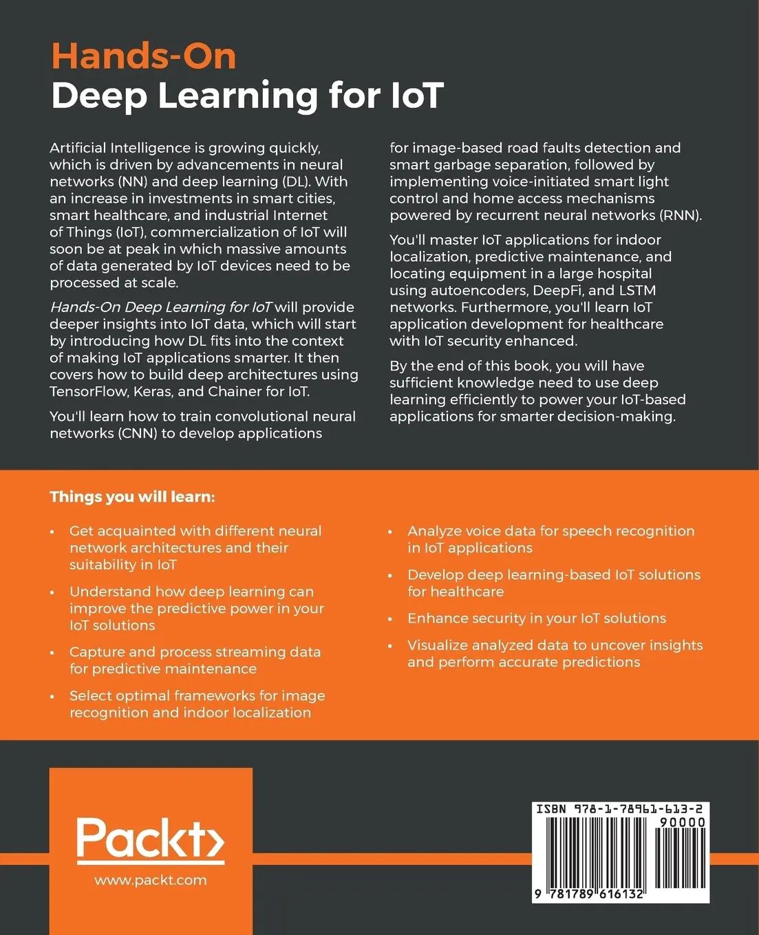 Rückseite: 9781789616132 | Hands-On Deep Learning for IoT | Md. Rezaul Karim (u. a.) | Buch