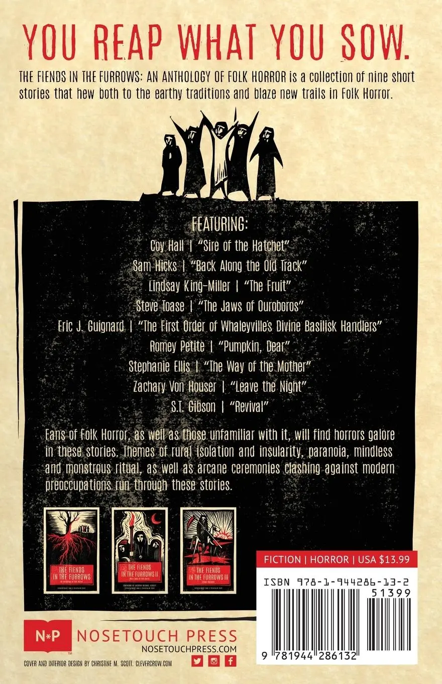 Rückseite: 9781944286132 | The Fiends in the Furrows | An Anthology of Folk Horror | Coy Hall