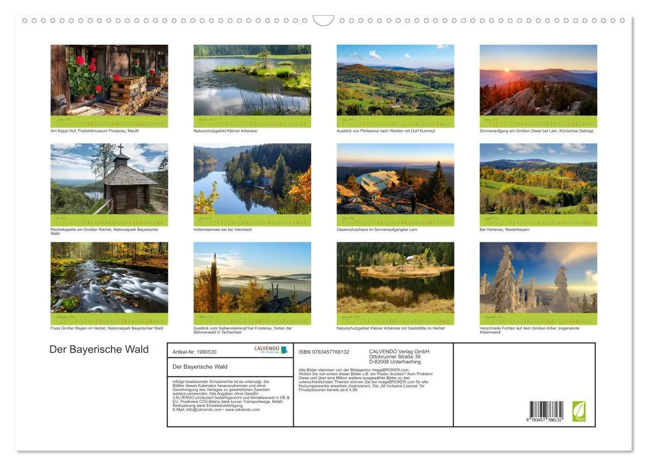 Bild: 9783457766132 | Der Bayerische Wald (Wandkalender 2026 DIN A2 quer), CALVENDO...