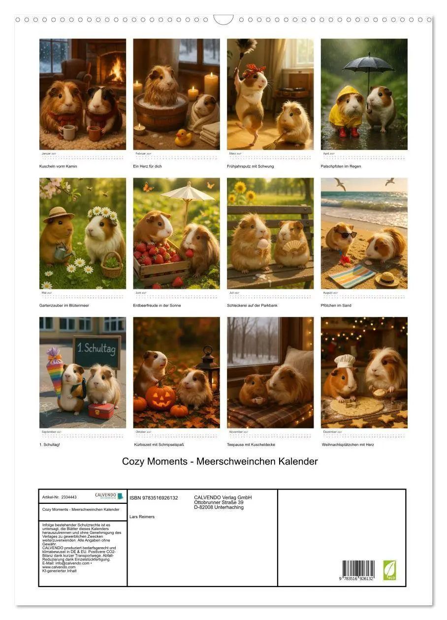 Bild: 9783516926132 | Cozy Moments - Meerschweinchen Kalender (Wandkalender 2027 DIN A2...