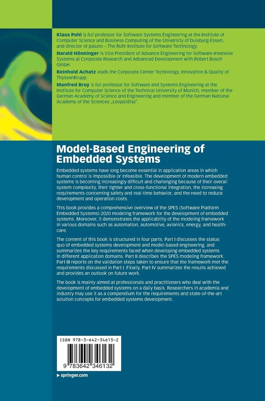 Rückseite: 9783642346132 | Model-Based Engineering of Embedded Systems | Klaus Pohl (u. a.) | xii